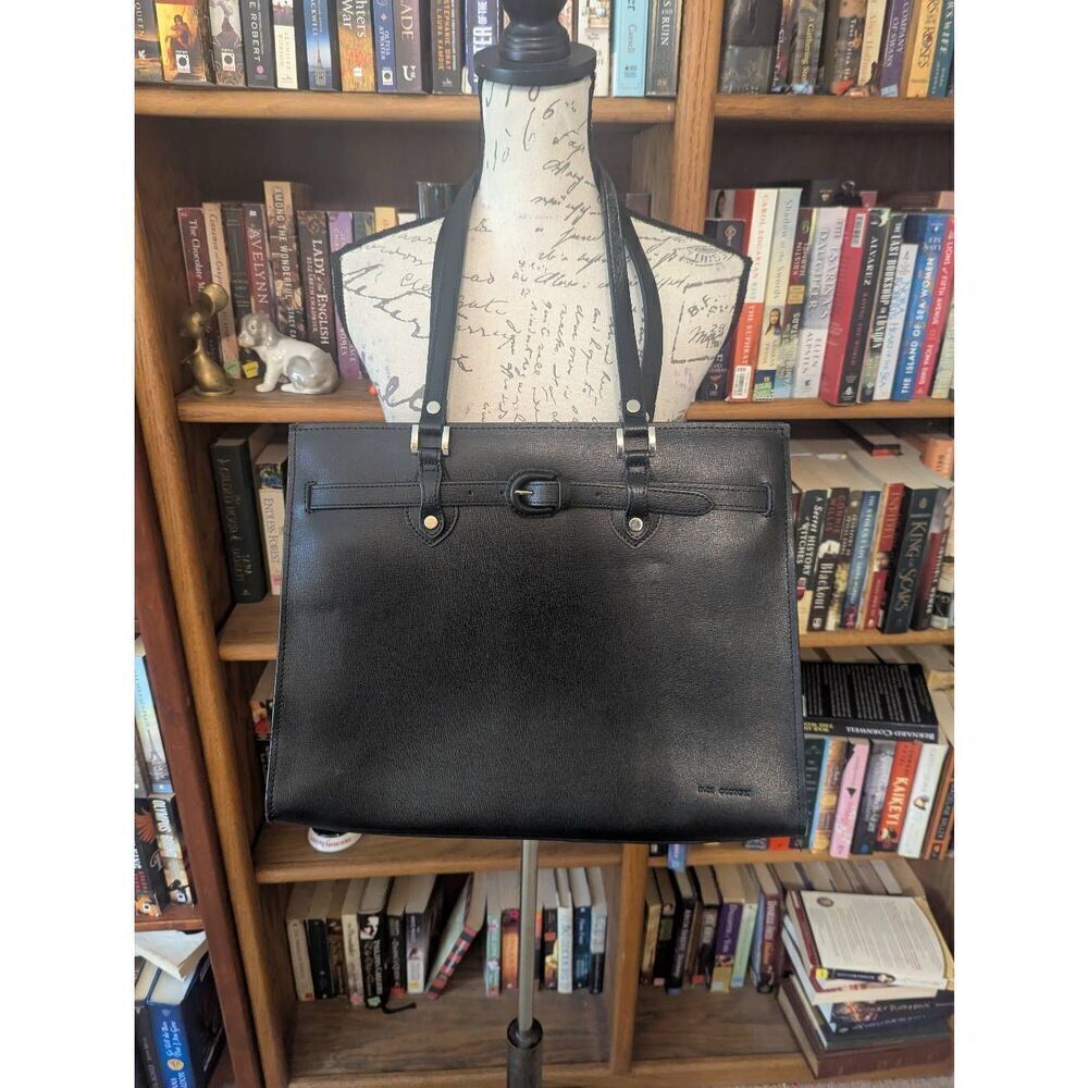 Vintage Jack Georges Men's Professional Black Leather Briefcase Shoulder Strap